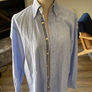 Robert Graham money bag dress shirt light blue Medium